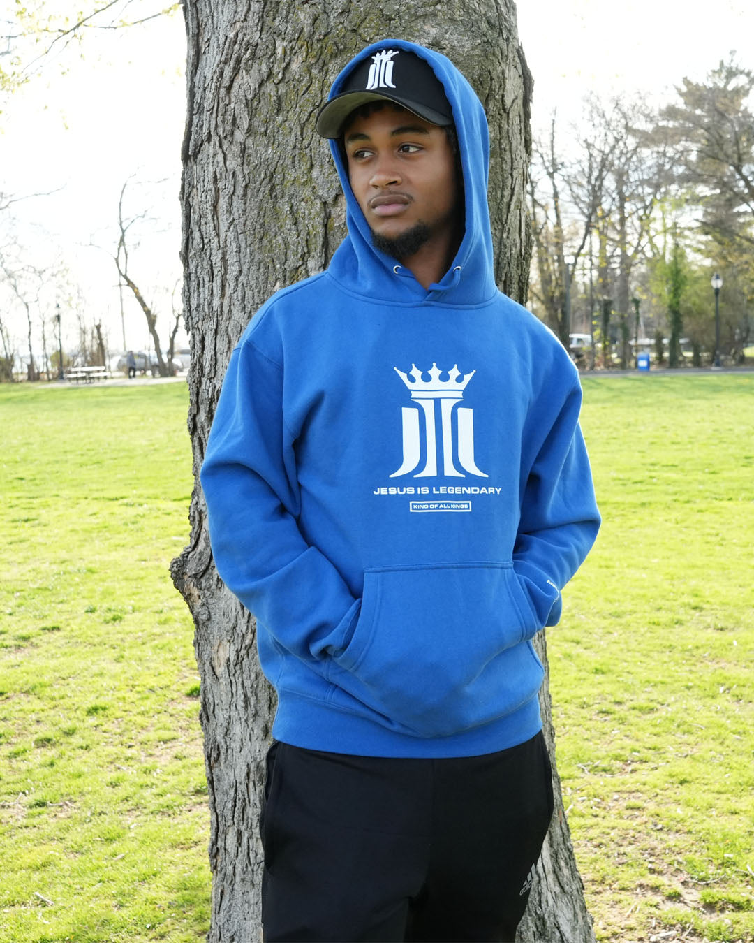 JESUS IS LEGENDARY (KING OF ALL KINGS) -ROYAL BLUE MIDWEIGHT HOODIE