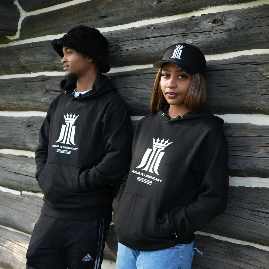 JESUS IS LEGENDARY (KING OF ALL KINGS)-BLK MIDWEIGHT HOODIE